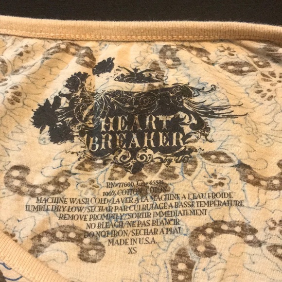 Tan & Brown Soft Graphic Short Sleeve Tee, Size XS - Picture 3 of 5